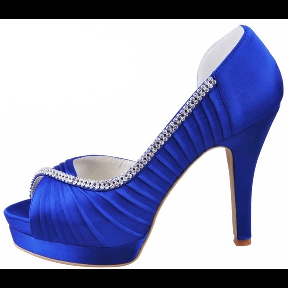 Elegant park women high heel platform . Royalblue - Picture 2 of 5